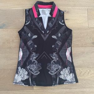 Lucky in Love Black and Pink Floral Tank Top